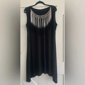 XL Sami & Jo Black Asymmetrical Dress with Ombré fringe.  Excellent condition